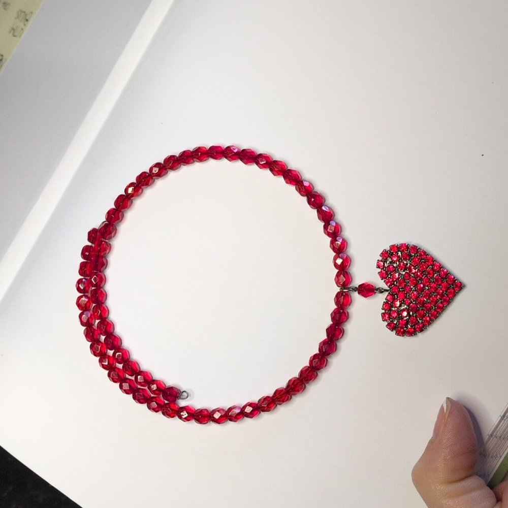 Red Heart Choker Necklace